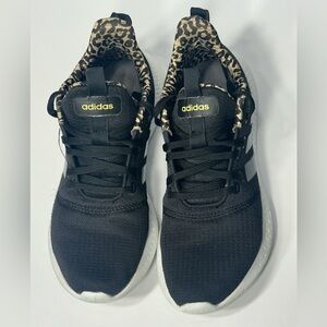 Adidas Women's Black Sneakers with Leopard Print pre owned size 10